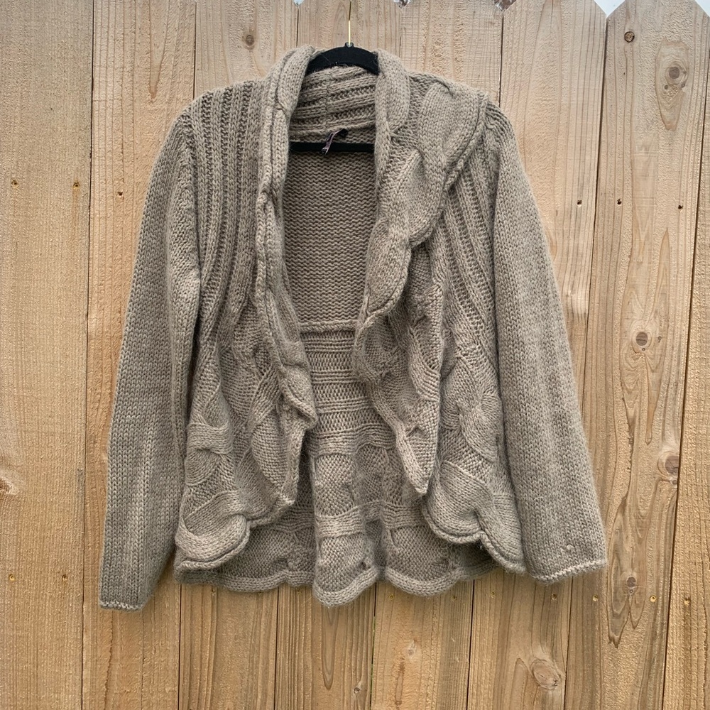 Elisabetta Collection Mohair‎ Wool Blend Open Front Cardigan Sweater Large